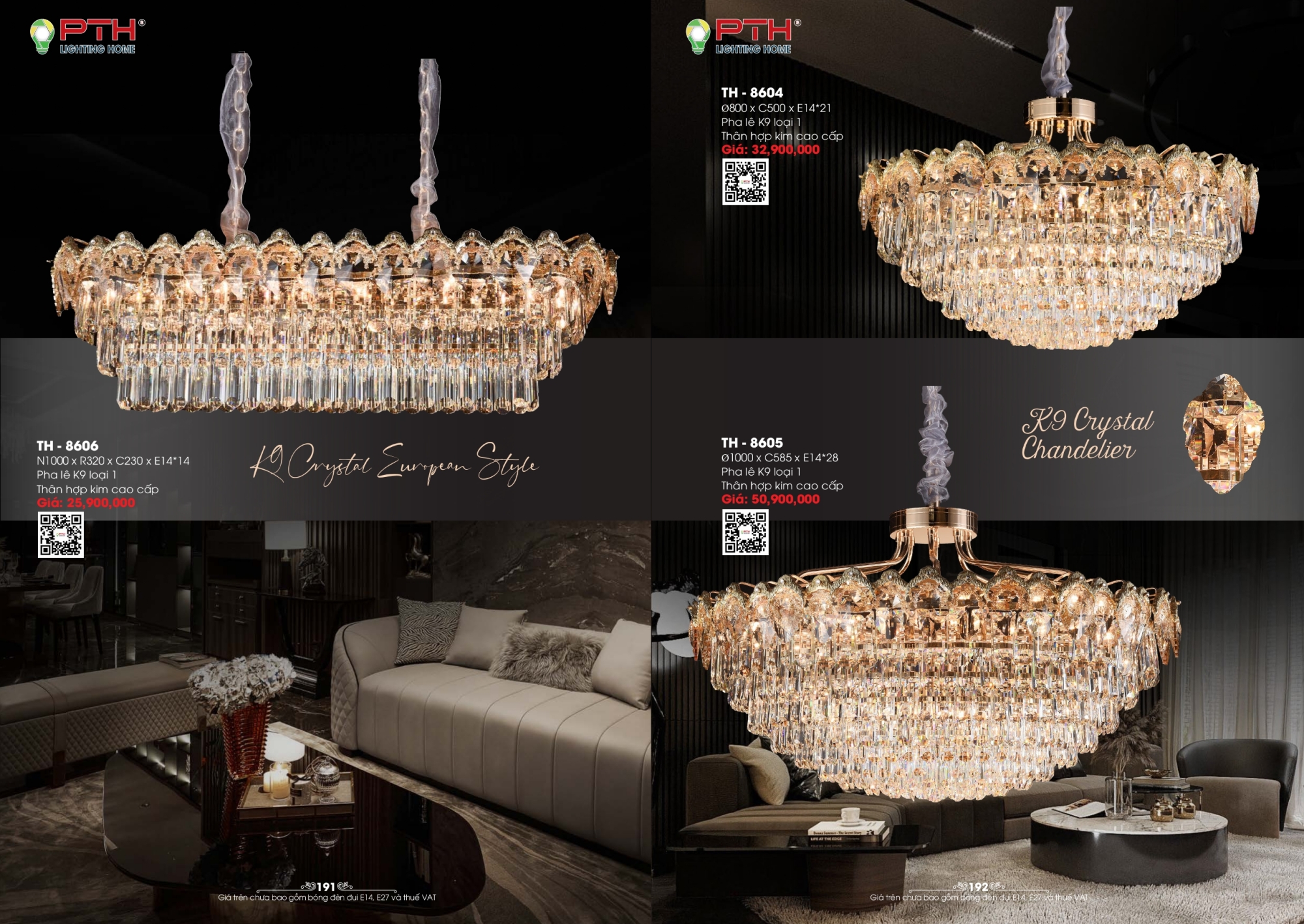 Bảng giá đèn trang trí PTH Lighting Home 2026